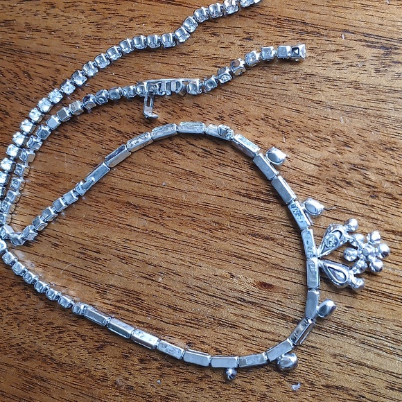 Phyllis Sterling Silver Vintage Crystal Flower Necklace Like New! RARE - Picture 5 of 8